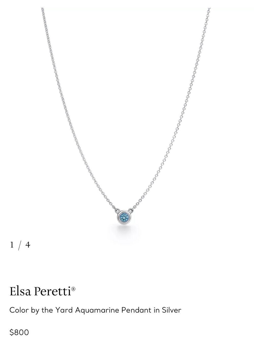 Tiffany & Co Sterling Silver Aquamarine Necklace